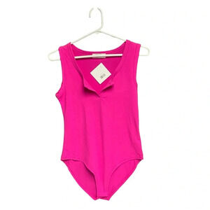 Zenana hot pink bodysuit size small NWT
